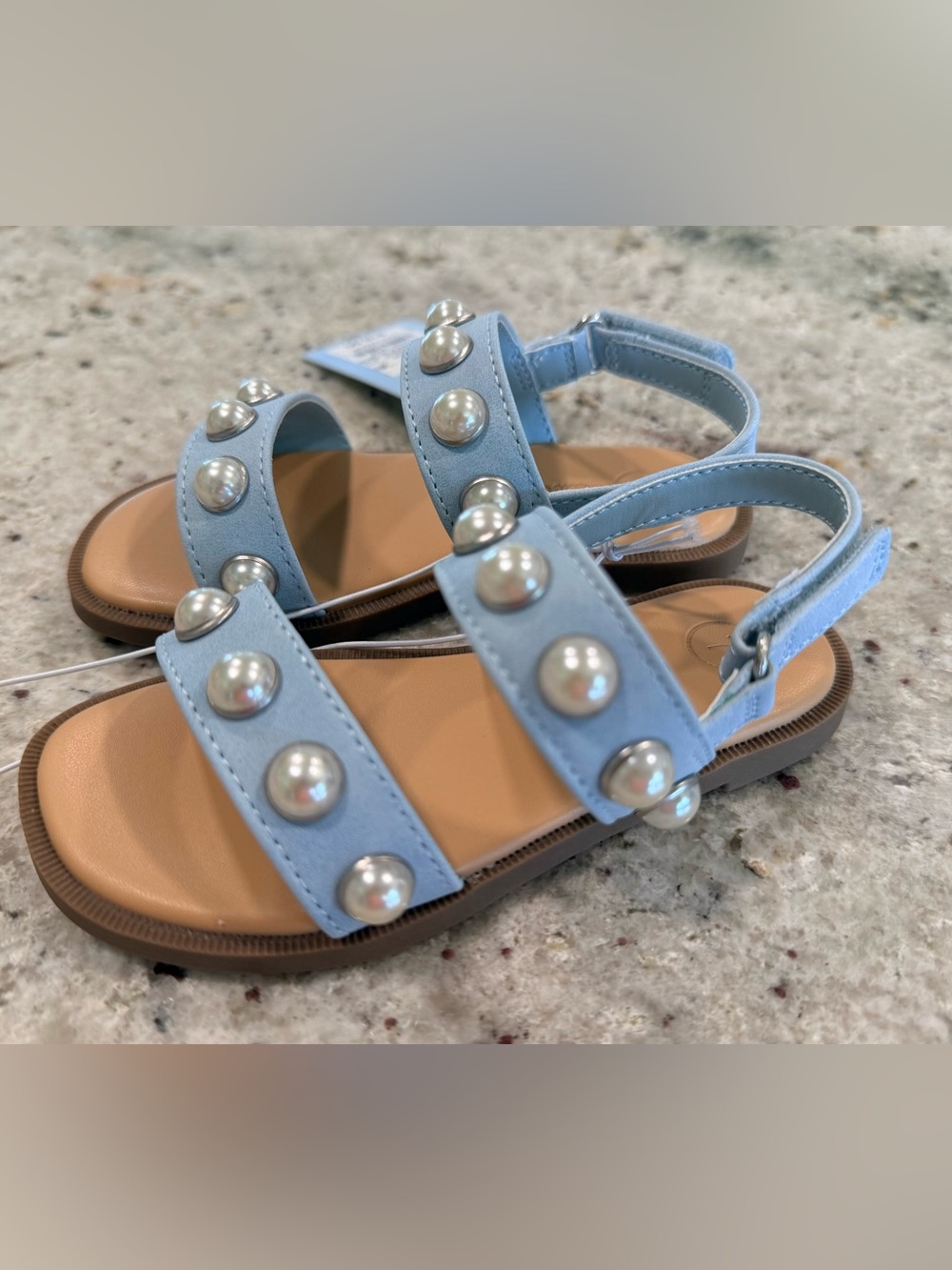 Cat & Jack Light Blue Pearl Accent Girls Sandals NWT